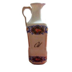 Vintage Victoria Czecho-Slovokia Porcelain Hand Painted Floral Oil Pour Pitcher